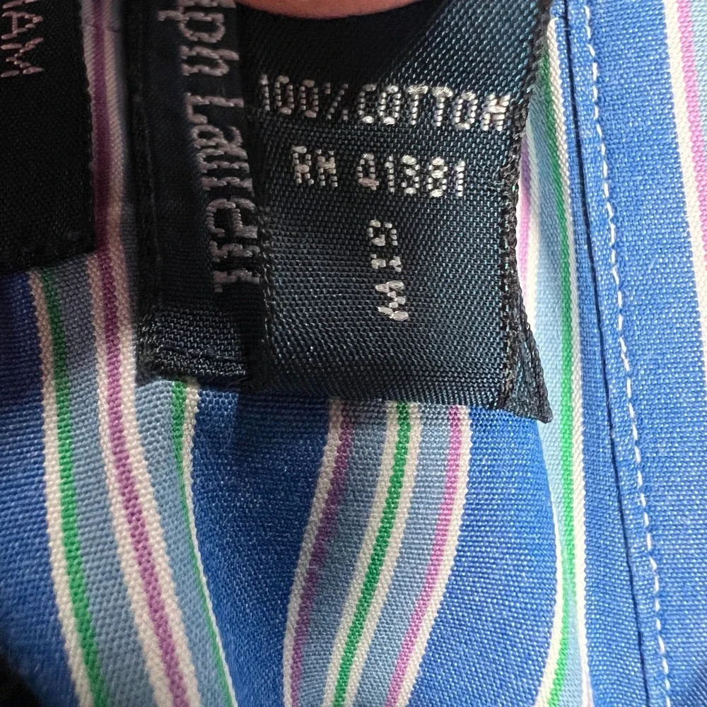 Polo‎ Ralph Lauren Mens Shirt XXL Blue Striped Long Sleeve Button Up Curham Fit